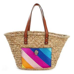 Kurt Geiger London Kensington Rainbow Straw Basket Shopper Tote Bag